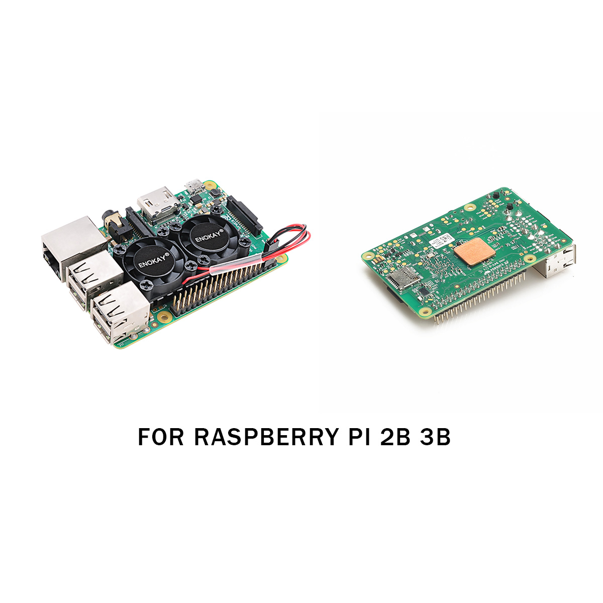 Enokay Raspberry Pi 2 3 Model B B+ Dual Fan with Raspberry Pi Heatsink for Raspberry Pi 2B 3B 3B+
